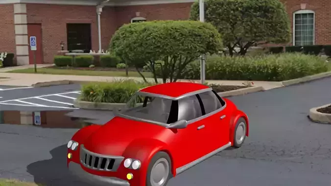 A Red Toon Car 