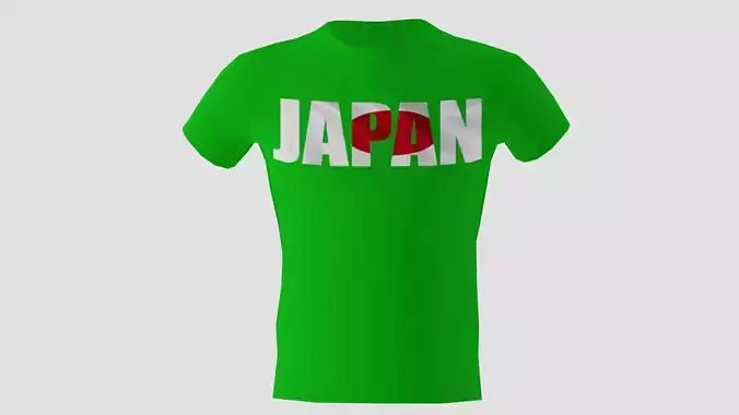 Low poly Japan shirt green colour 