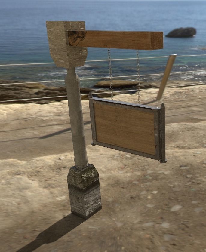 Old Road Sign  - Low Poly Low-poly 3D model_4