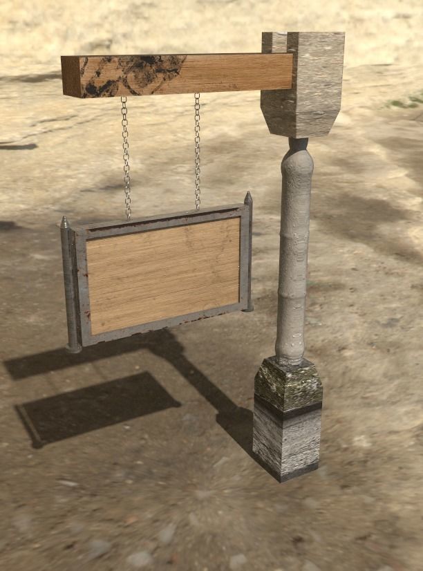 Old Road Sign  - Low Poly Low-poly 3D model_3