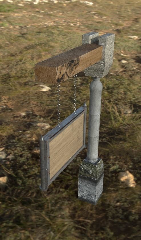 Old Road Sign  - Low Poly Low-poly 3D model_1
