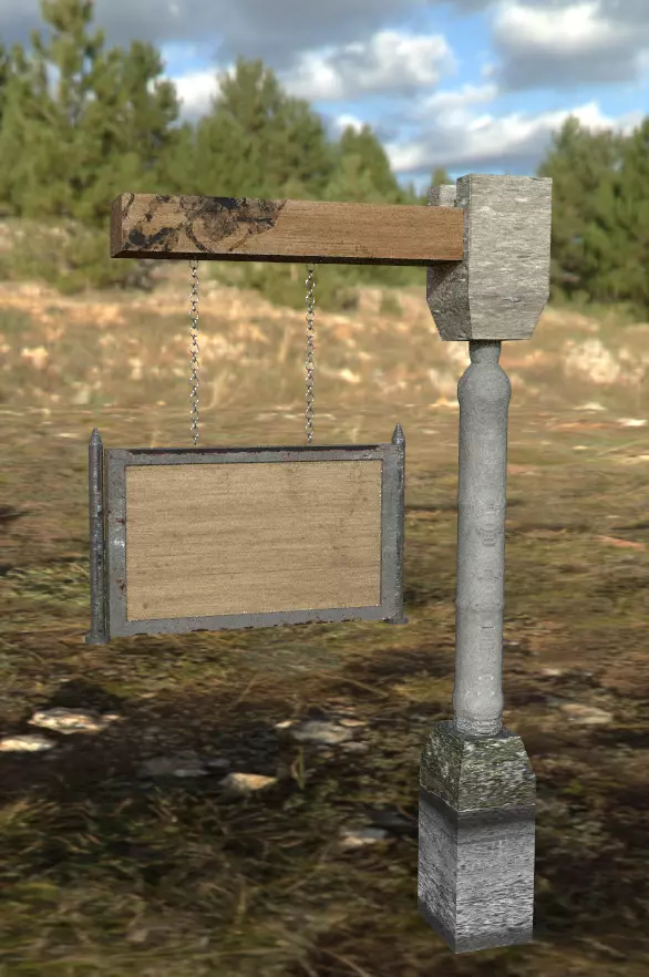 Old Road Sign  - Low Poly Low-poly 3D model_0