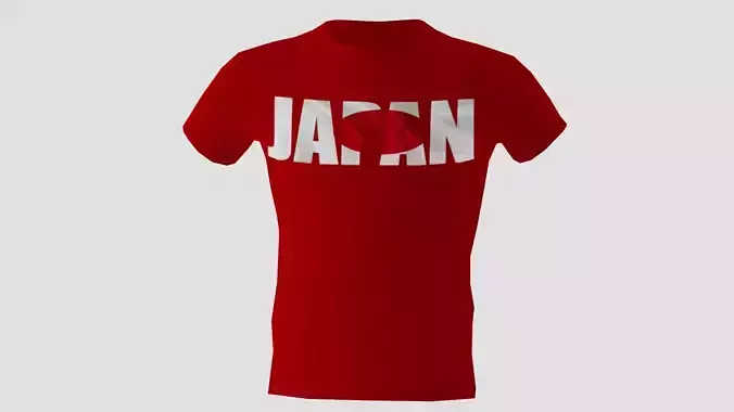 Low poly Japan shirt red colour