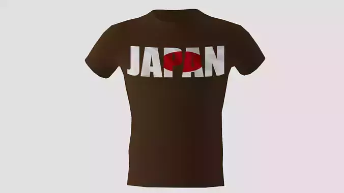 Low poly Japan shirt dark brown colour 