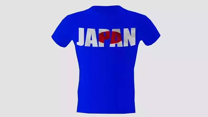 Low poly Japan shirt blue colour