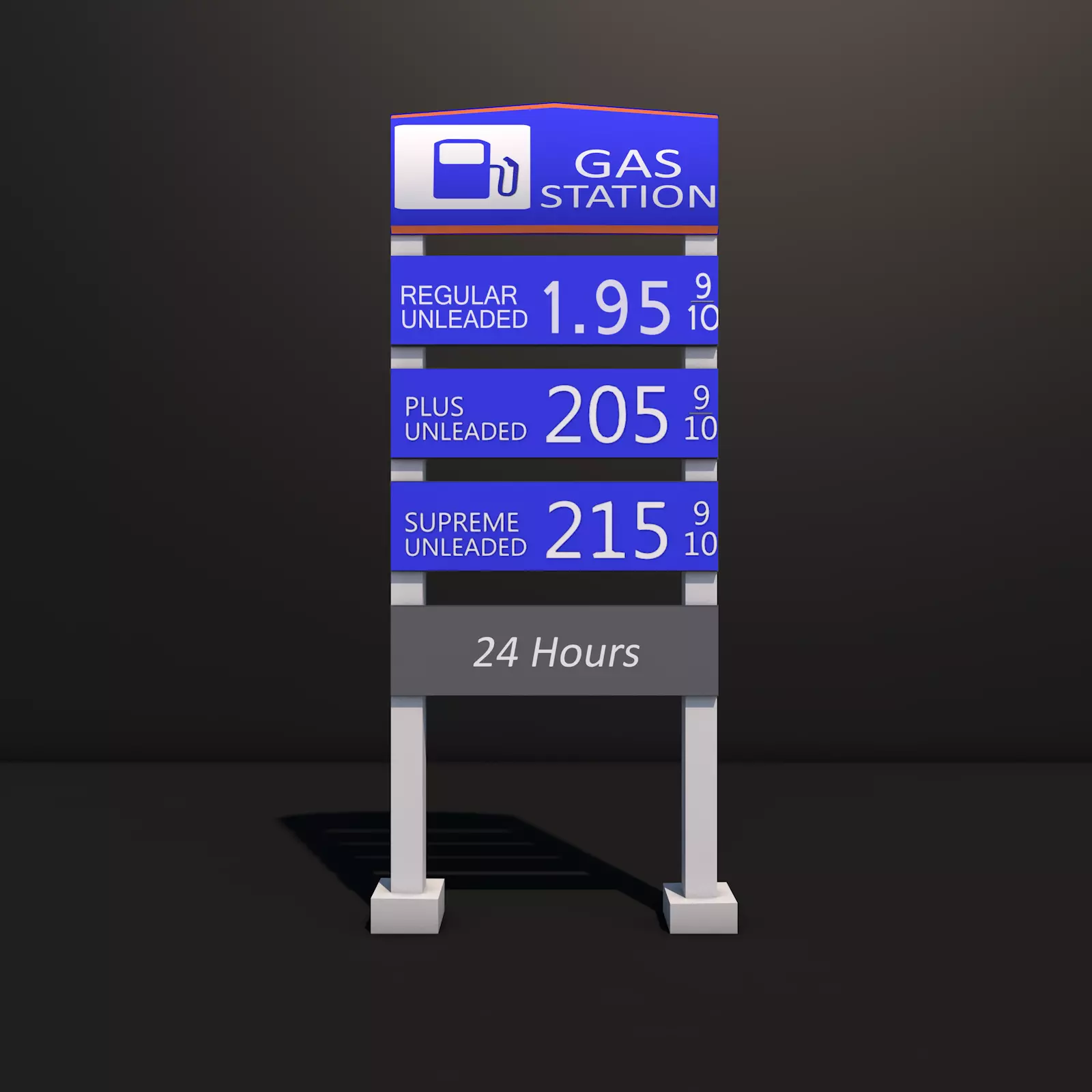 Gas Station Sign Low-poly 3D model