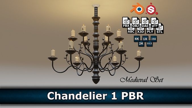Chandelier 1 PBR Low-poly 3D model