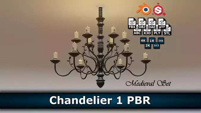 Chandelier 1 PBR Low-poly 3D model