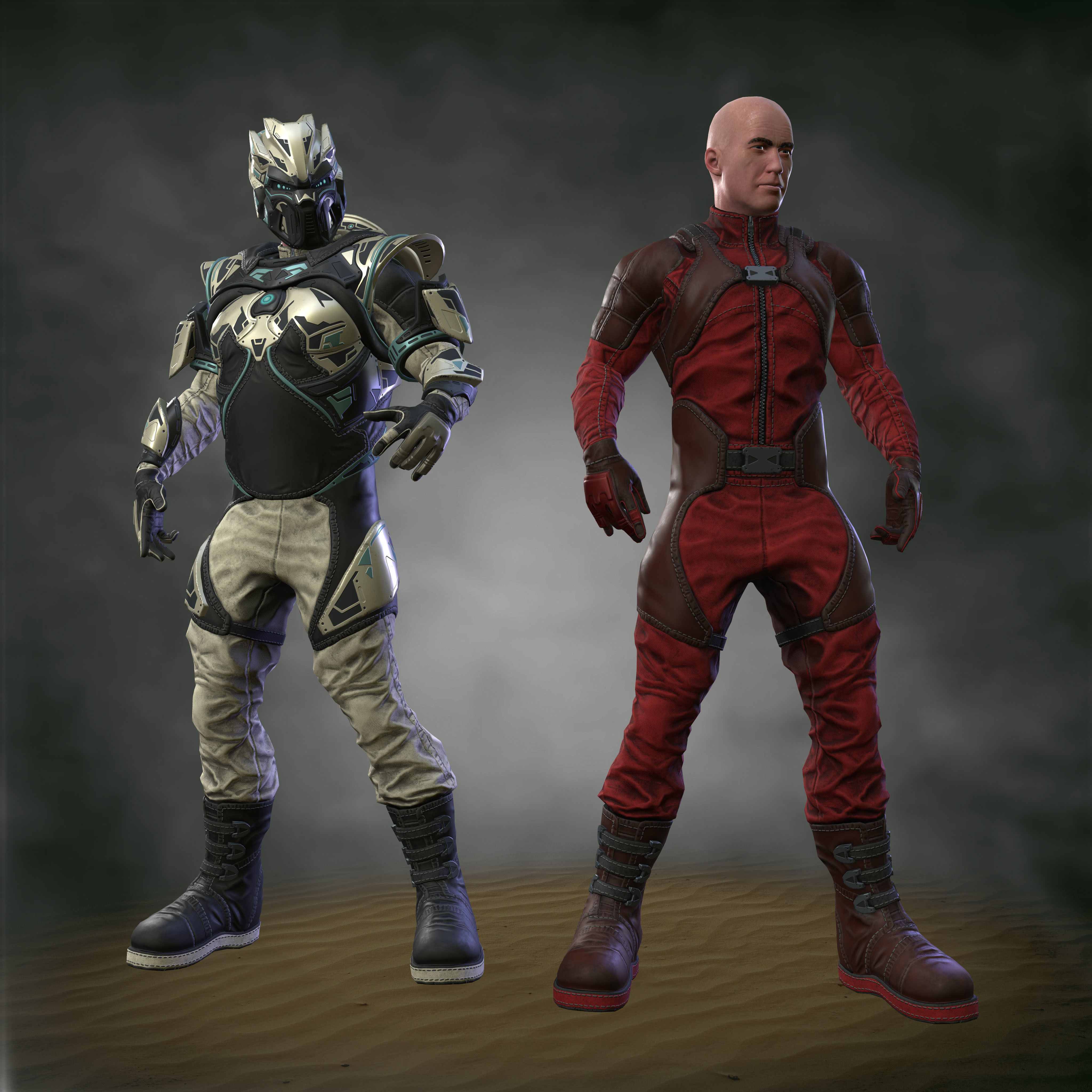 Sci-fi infantryman Low-poly 3D model_6