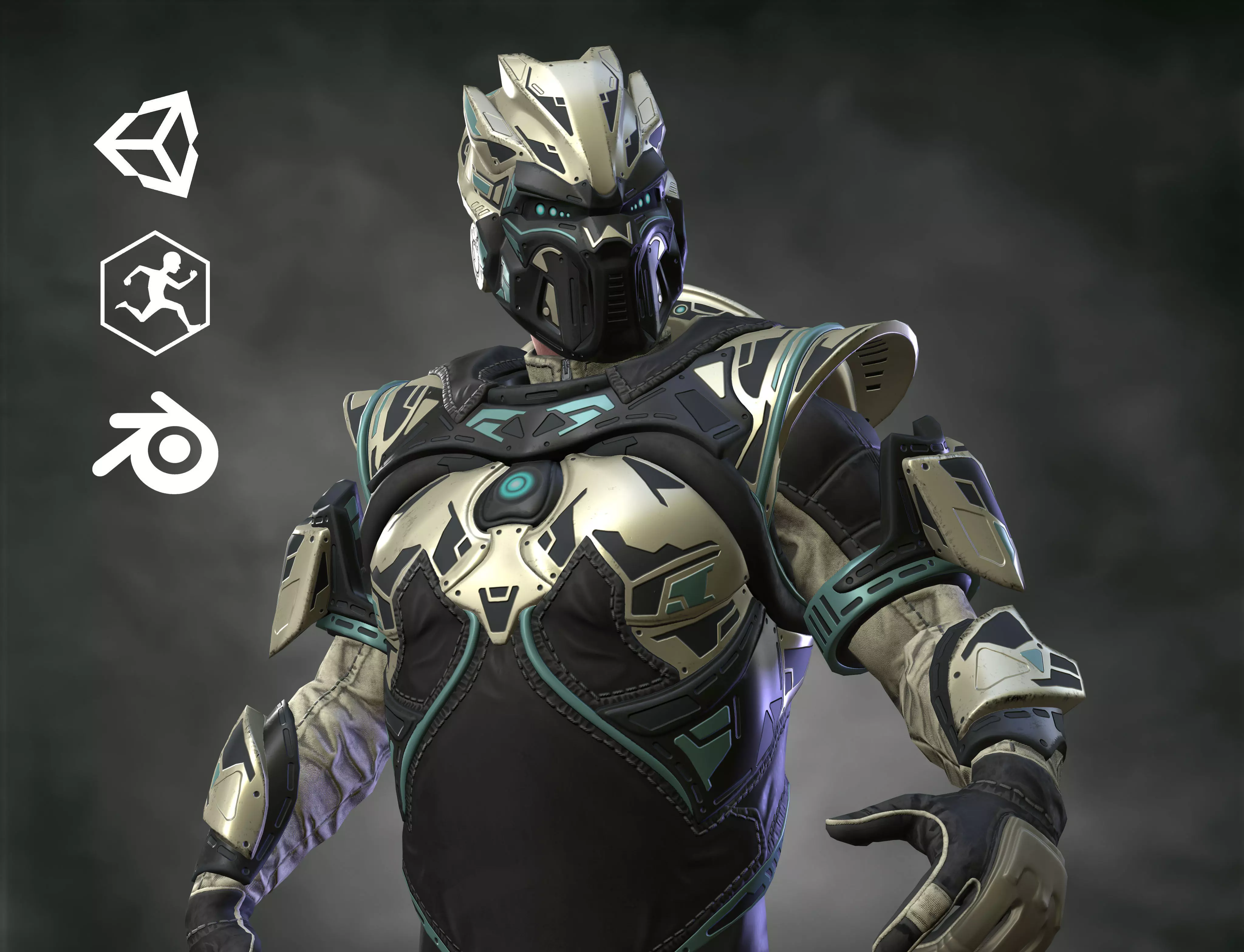 Sci-fi infantryman Low-poly 3D model_0