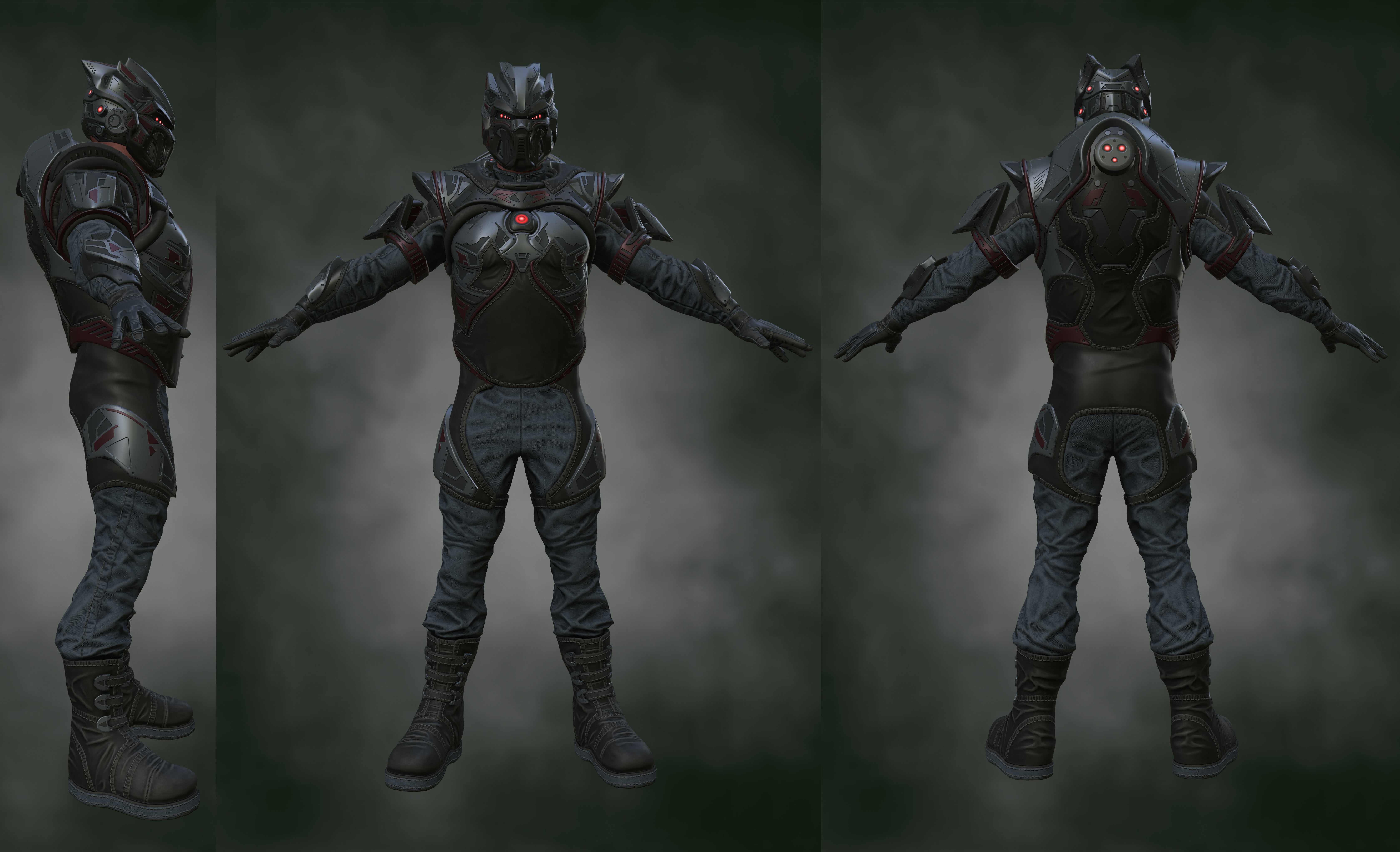 Sci-fi infantryman Low-poly 3D model_9