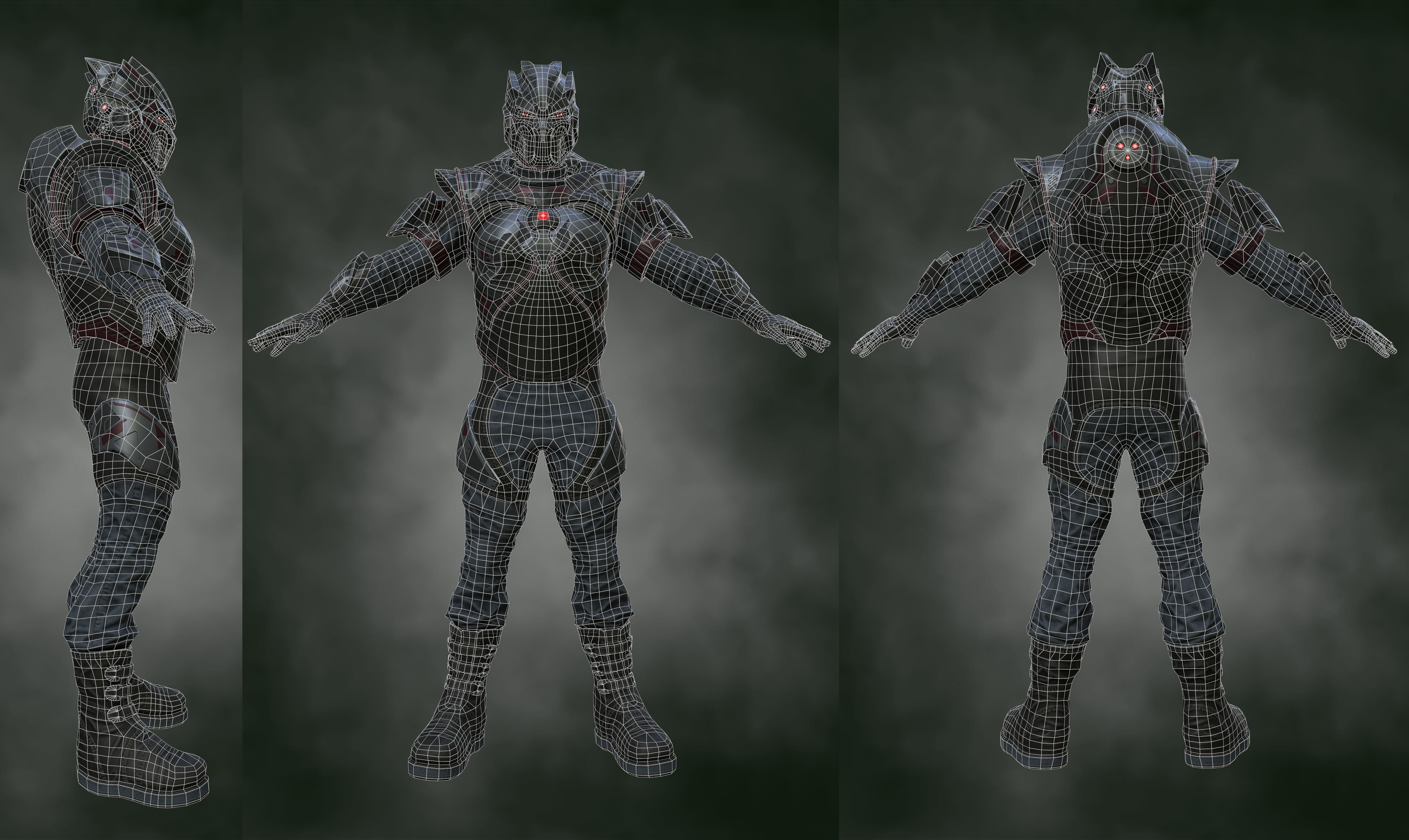 Sci-fi infantryman Low-poly 3D model_8