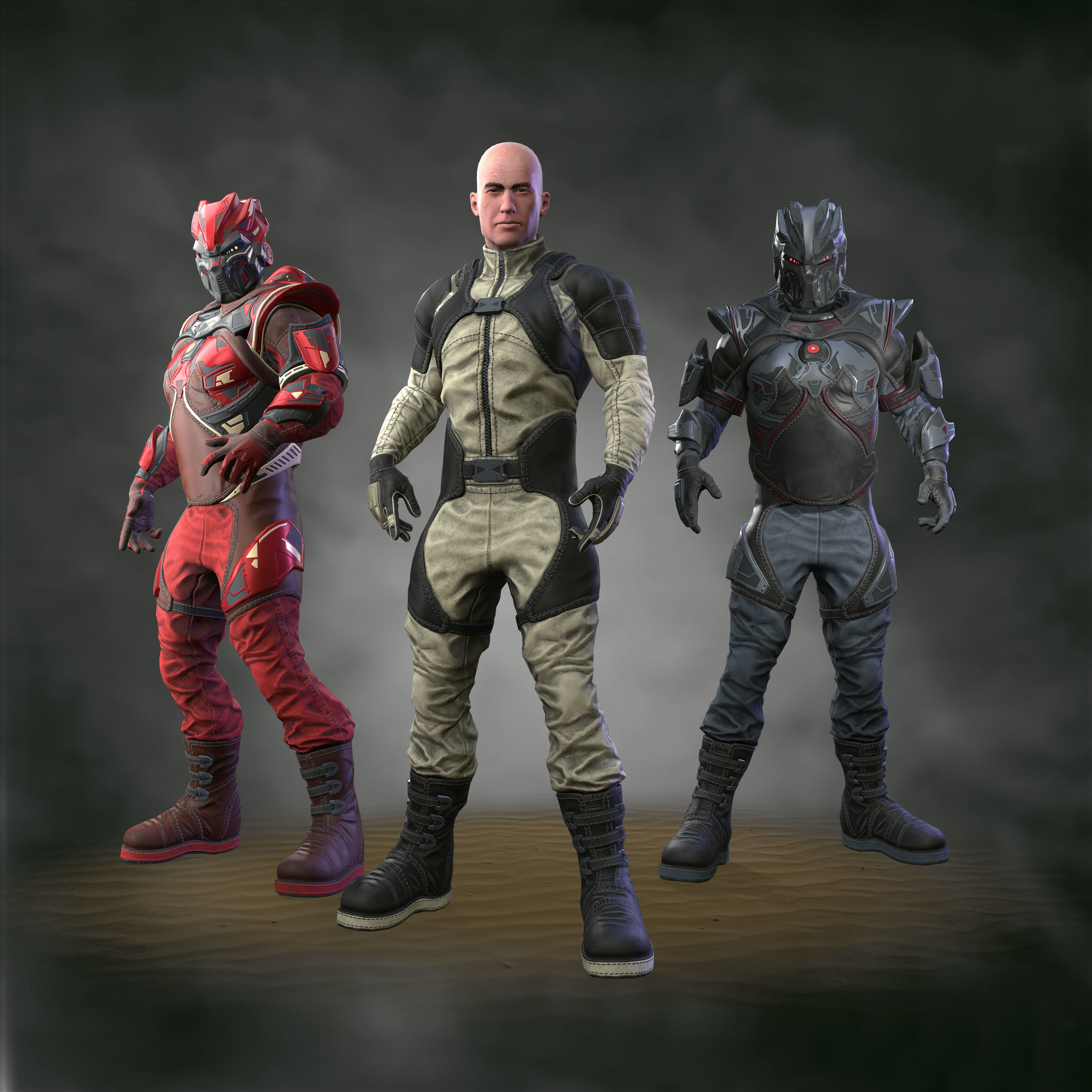 Sci-fi infantryman Low-poly 3D model_3