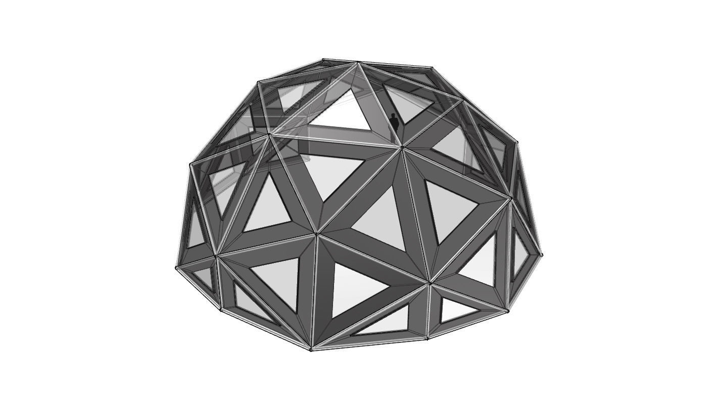 Geodesic Dome Large with Frame and Panels and Entryway 3D model_69