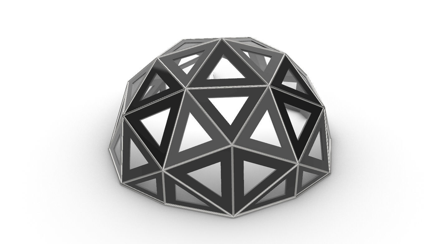 Geodesic Dome Large with Frame and Panels and Entryway 3D model_28