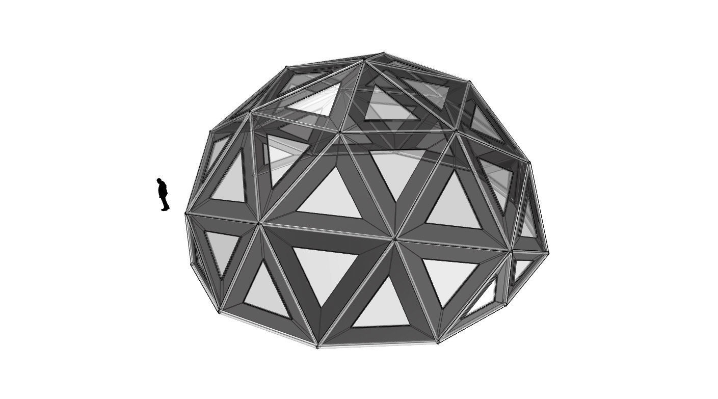 Geodesic Dome Large with Frame and Panels and Entryway 3D model_63