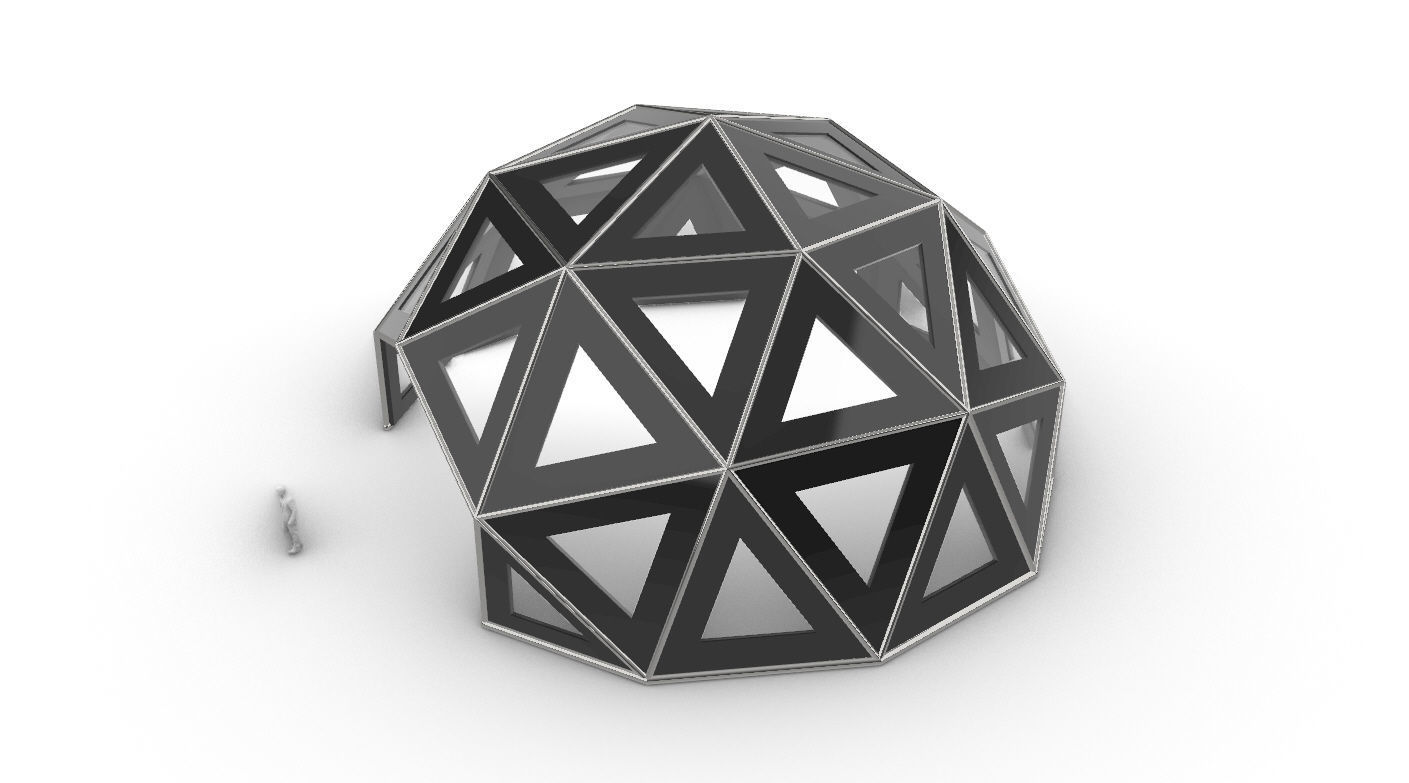 Geodesic Dome Large with Frame and Panels and Entryway 3D model_22