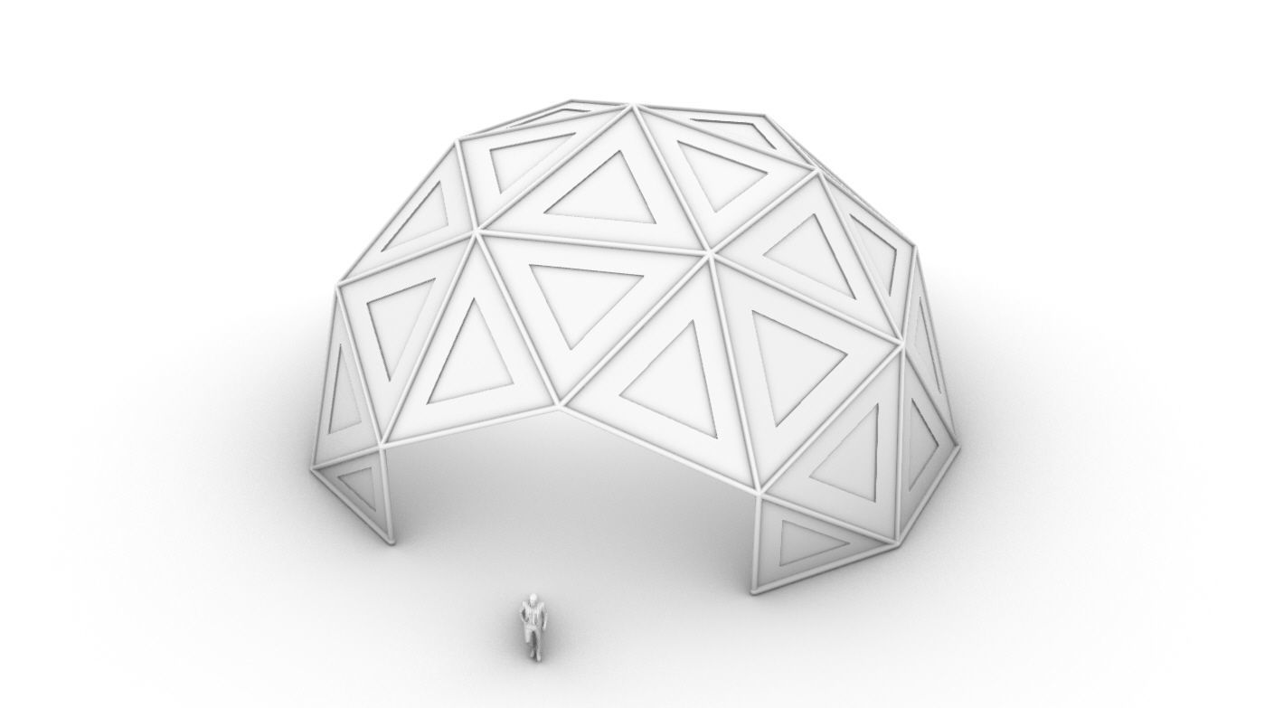 Geodesic Dome Large with Frame and Panels and Entryway 3D model_57