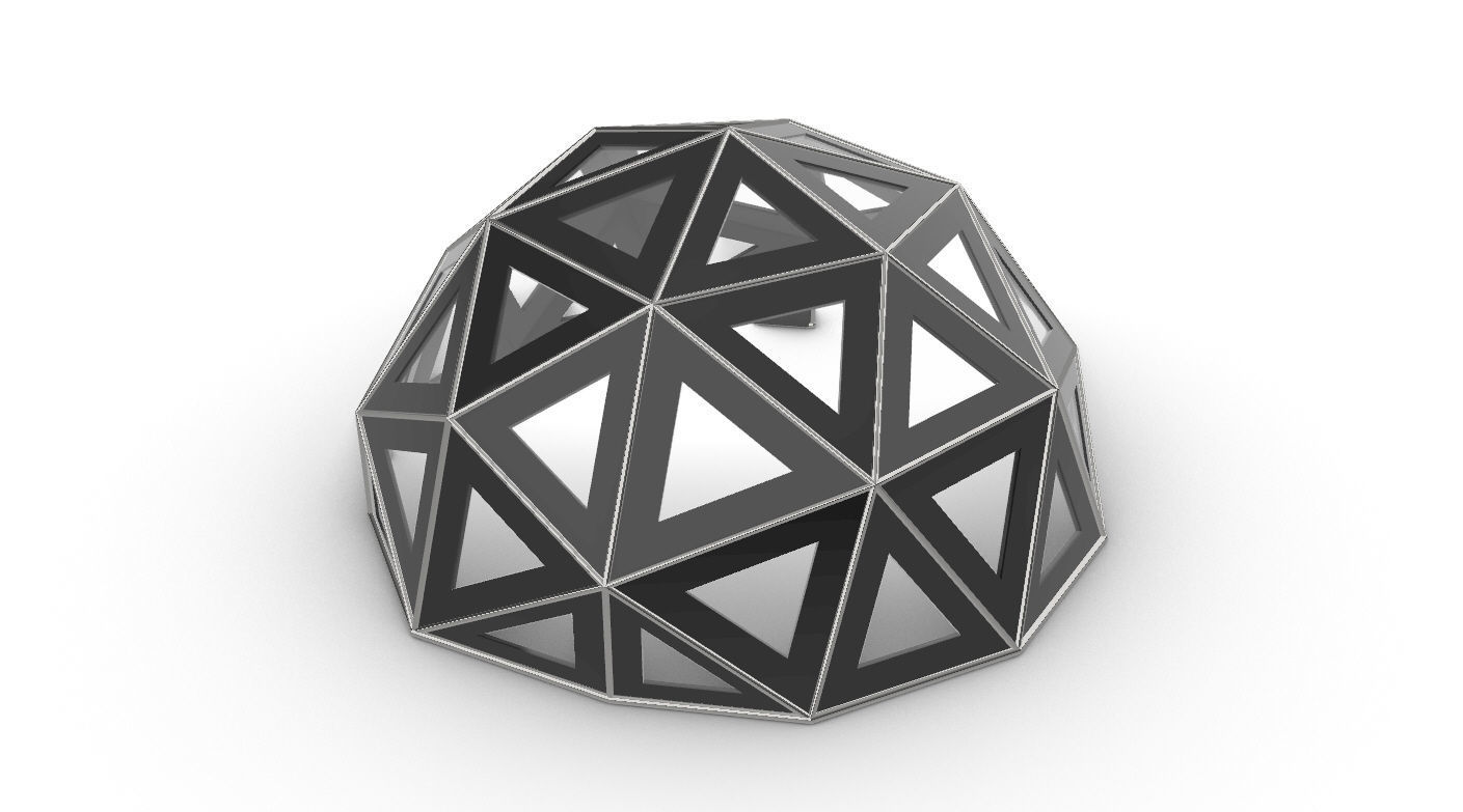 Geodesic Dome Large with Frame and Panels and Entryway 3D model_31
