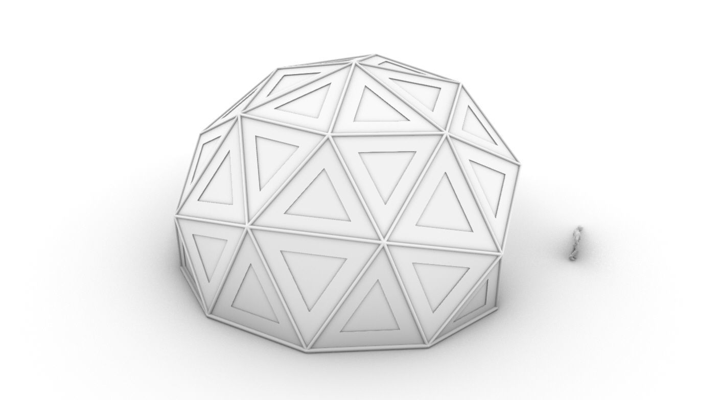 Geodesic Dome Large with Frame and Panels and Entryway 3D model_55