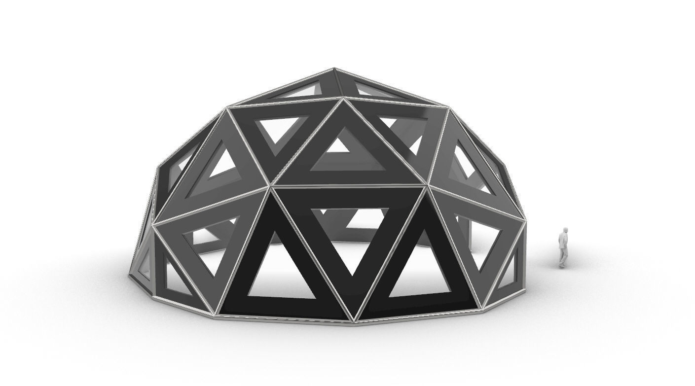 Geodesic Dome Large with Frame and Panels and Entryway 3D model_13