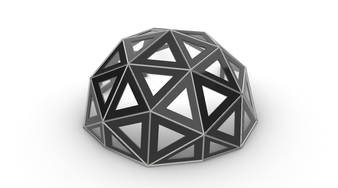 Geodesic Dome Large with Frame and Panels and Entryway 3D model_29