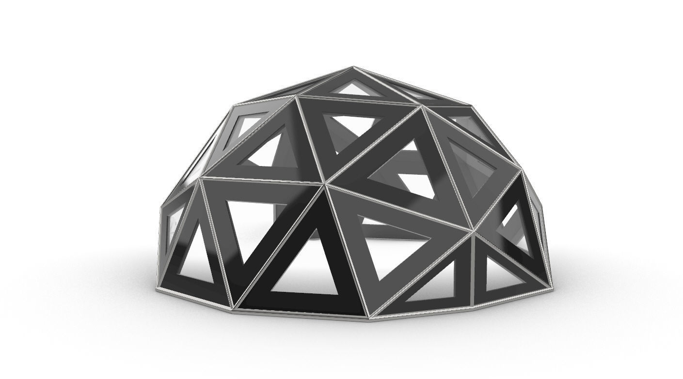 Geodesic Dome Large with Frame and Panels and Entryway 3D model_5