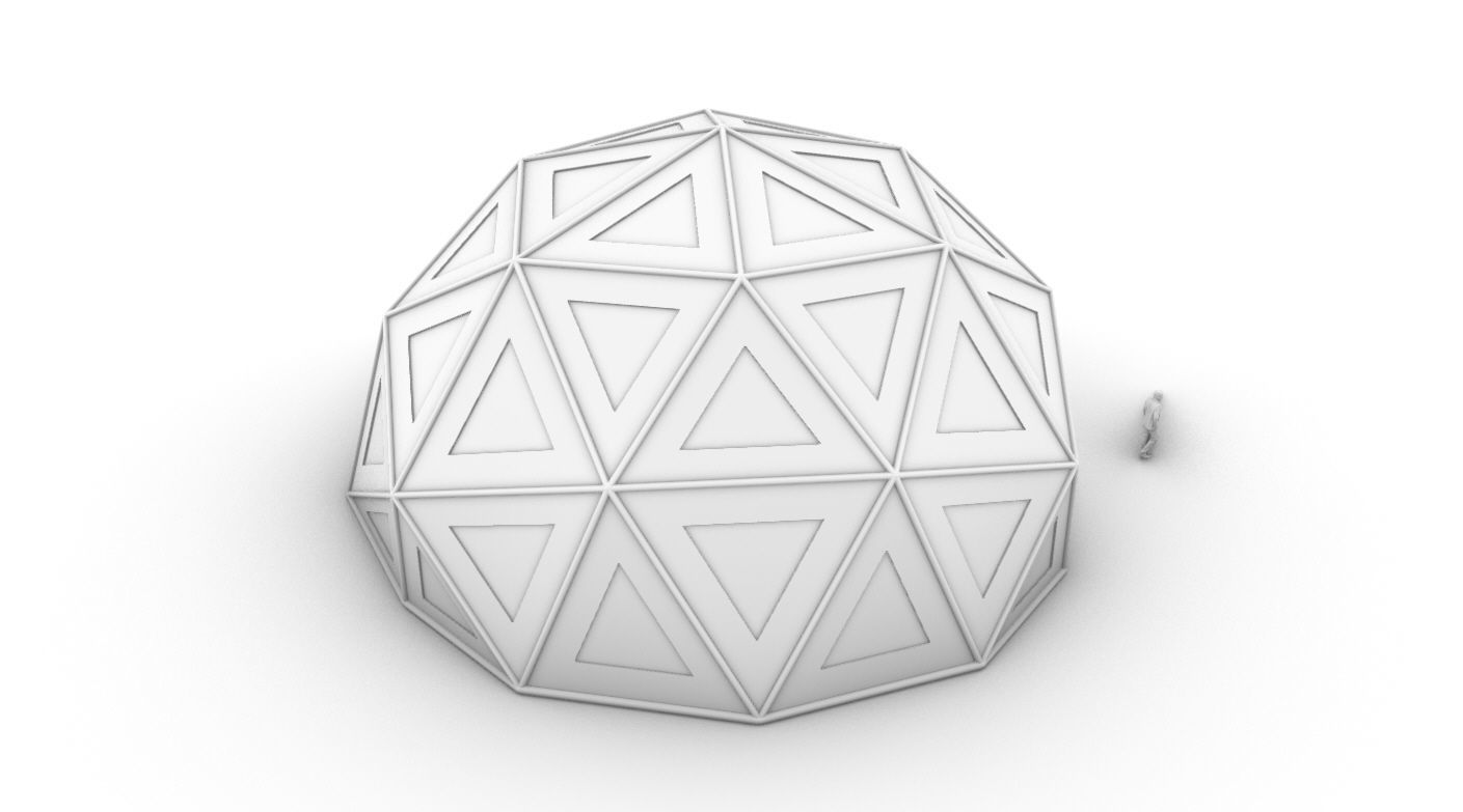 Geodesic Dome Large with Frame and Panels and Entryway 3D model_53