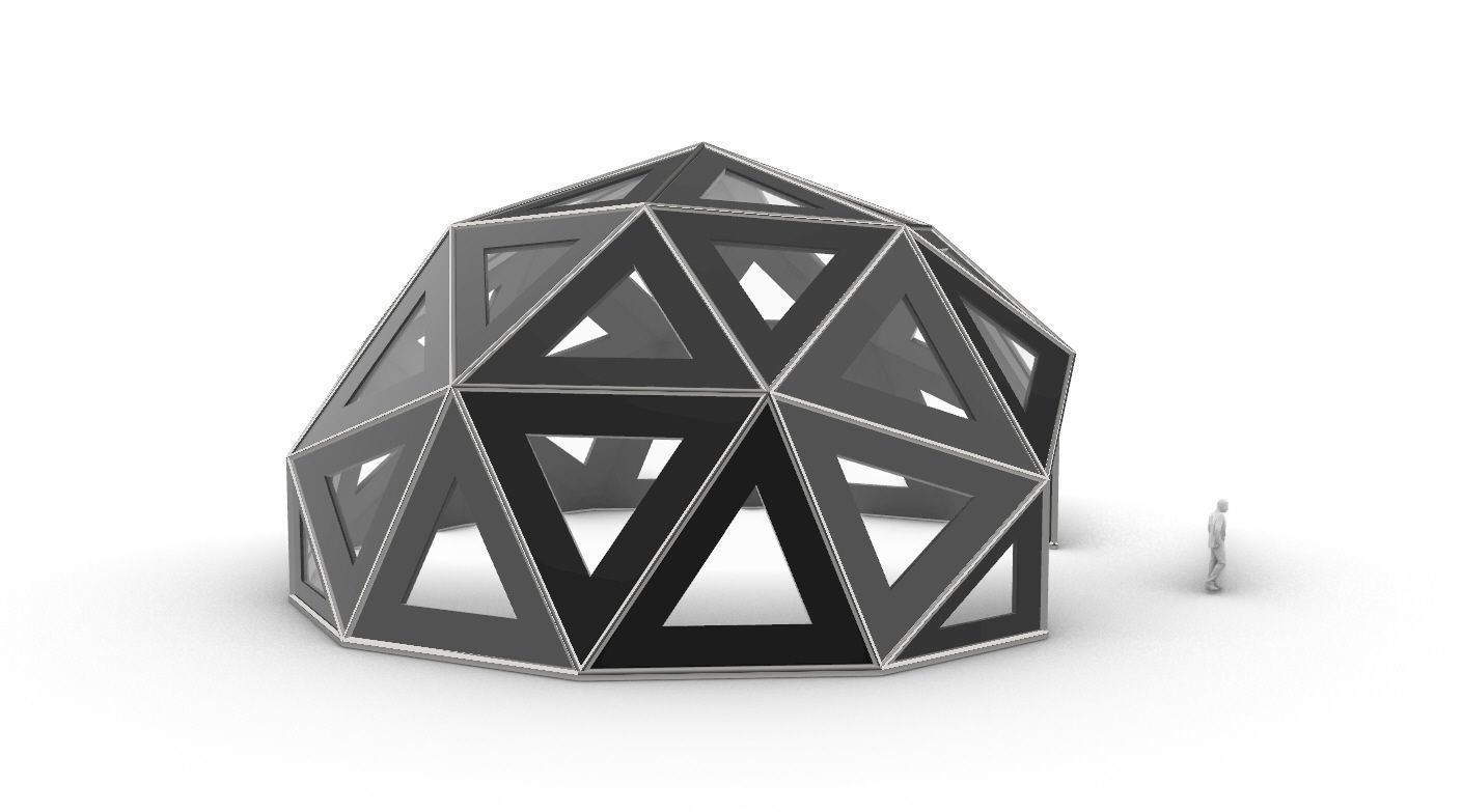 Geodesic Dome Large with Frame and Panels and Entryway 3D model_14