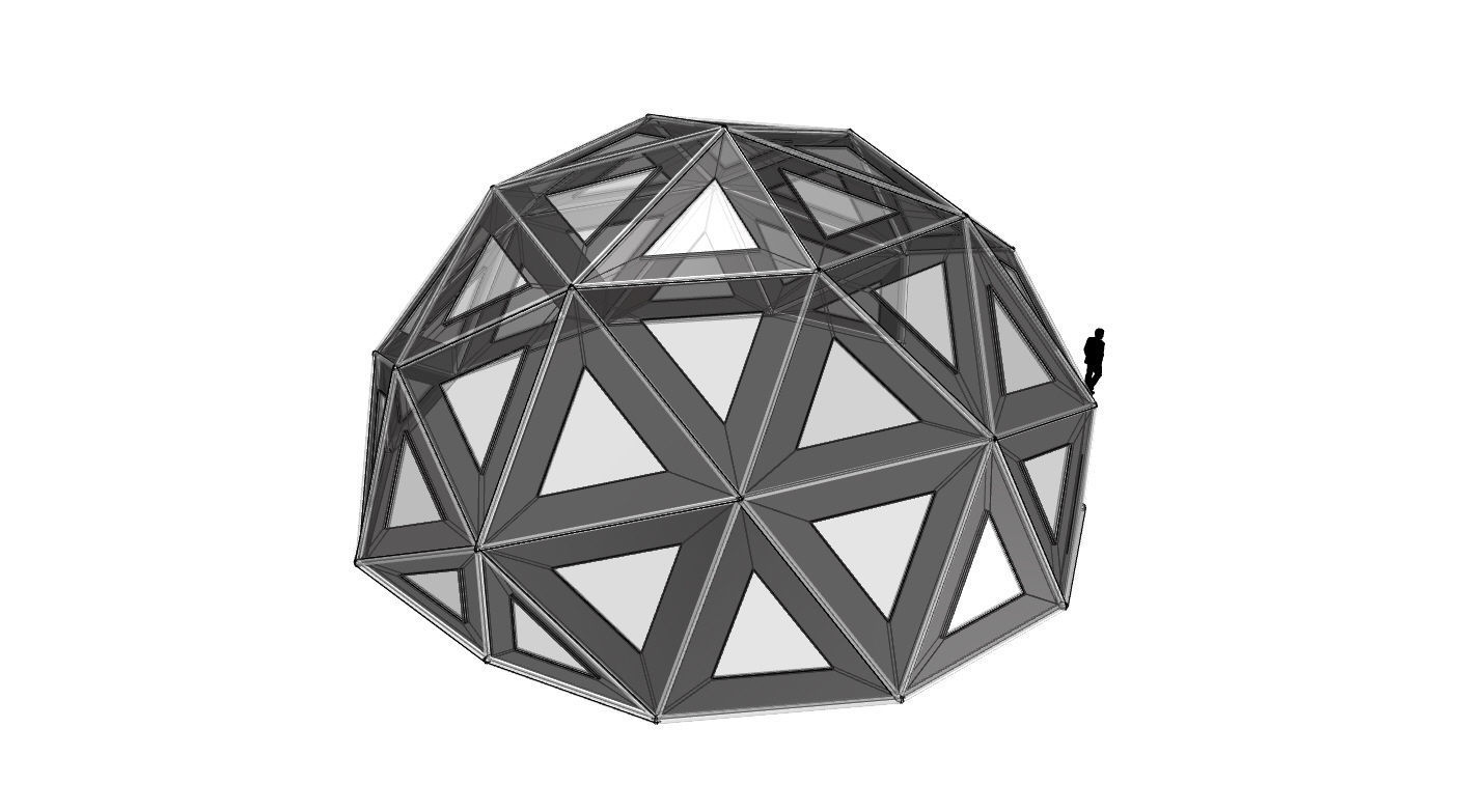 Geodesic Dome Large with Frame and Panels and Entryway 3D model_72