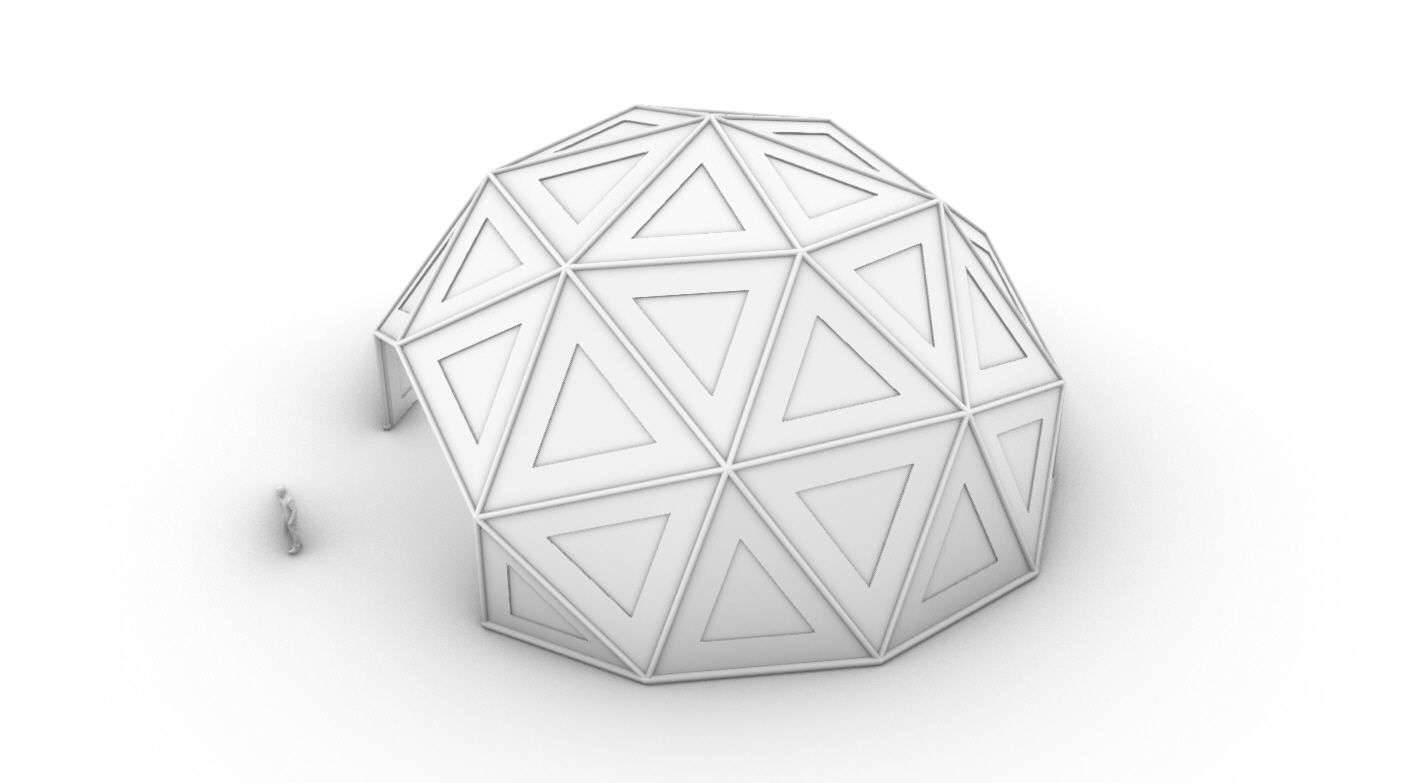 Geodesic Dome Large with Frame and Panels and Entryway 3D model_42