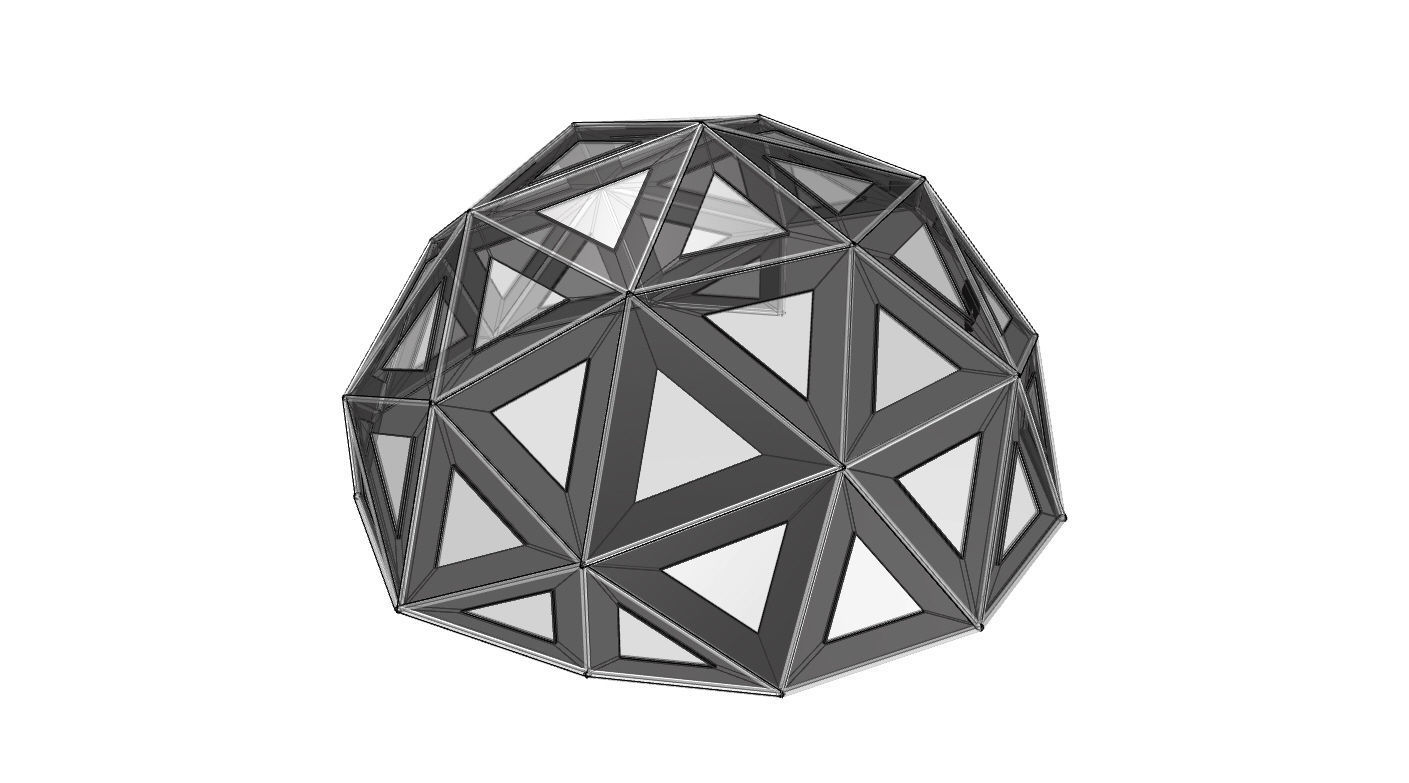 Geodesic Dome Large with Frame and Panels and Entryway 3D model_71
