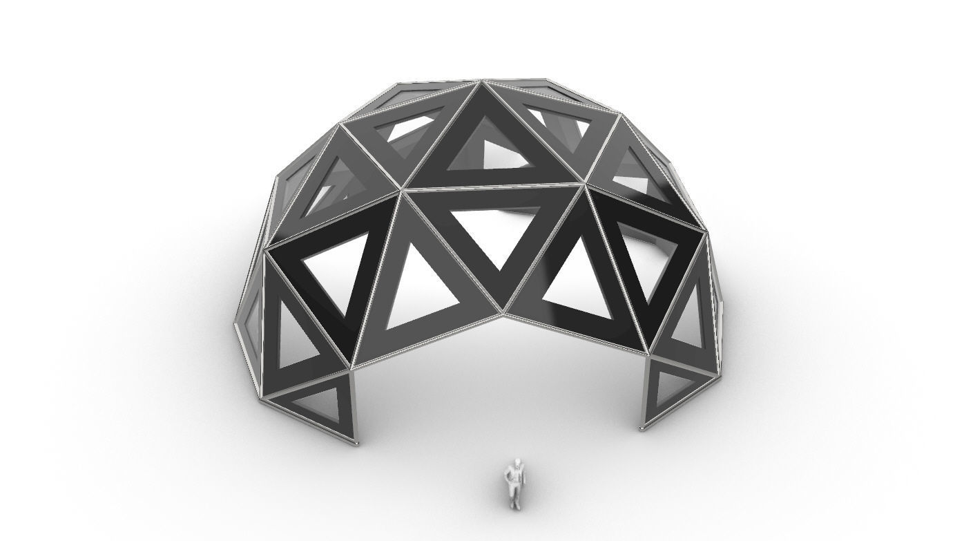 Geodesic Dome Large with Frame and Panels and Entryway 3D model_39