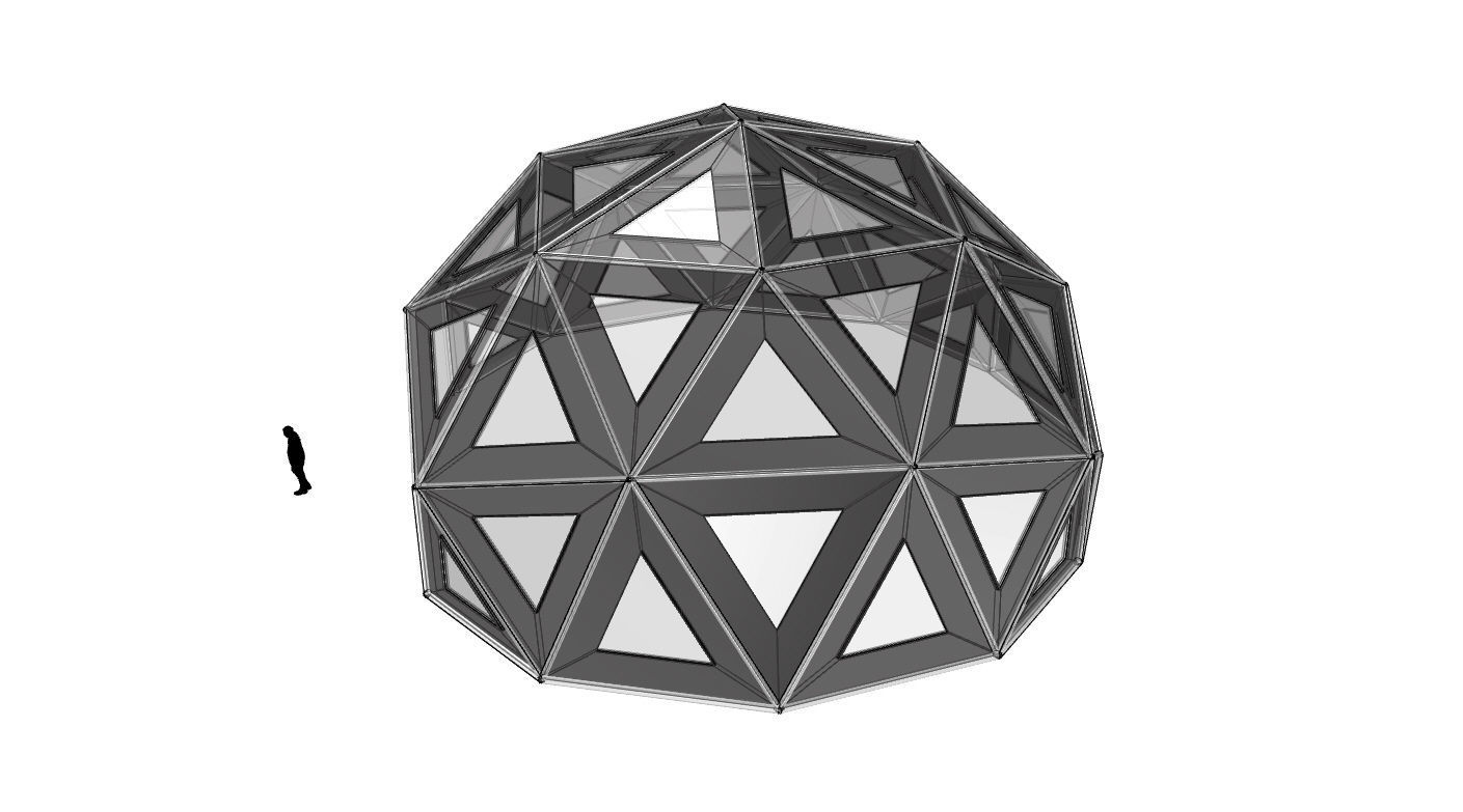 Geodesic Dome Large with Frame and Panels and Entryway 3D model_64