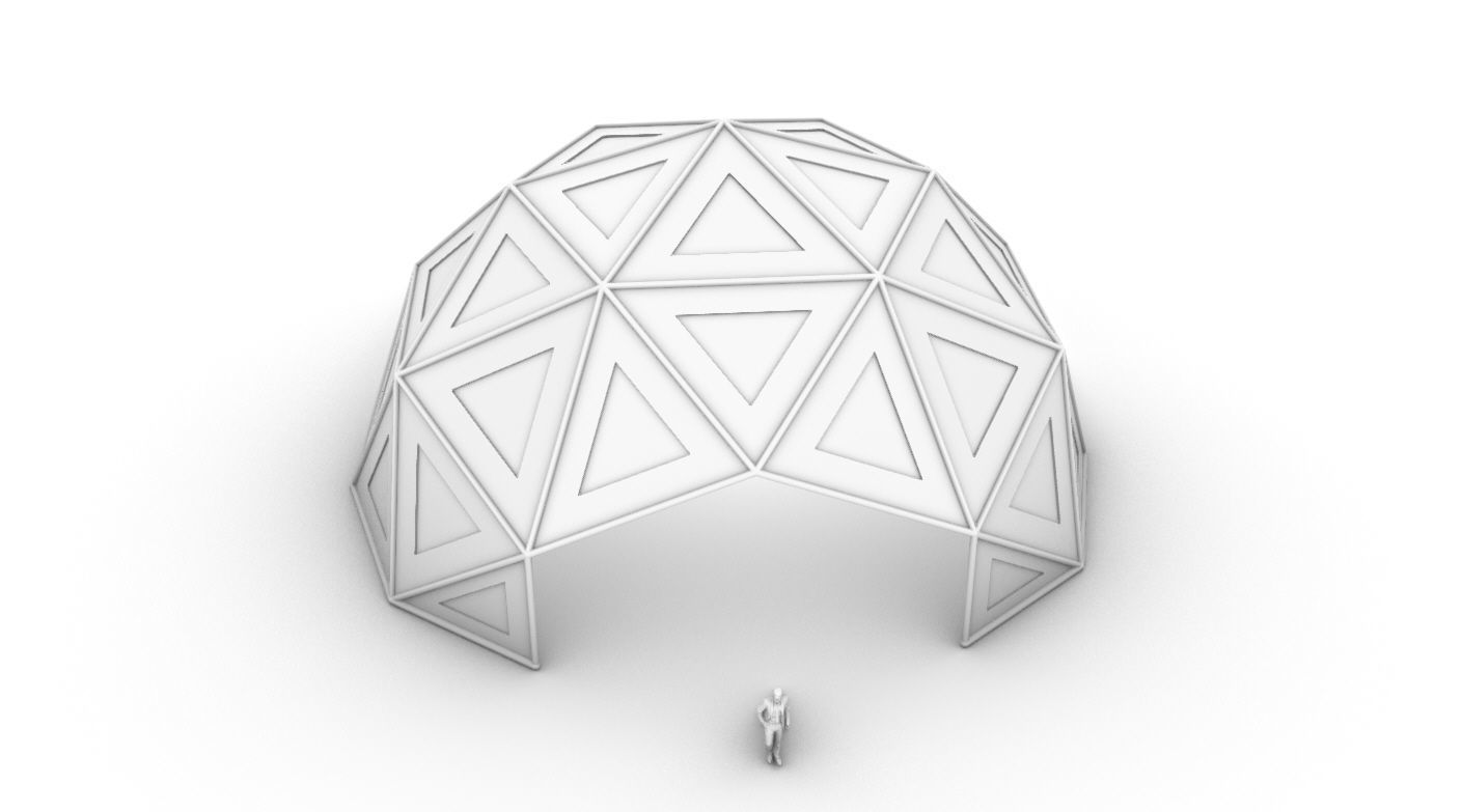 Geodesic Dome Large with Frame and Panels and Entryway 3D model_59