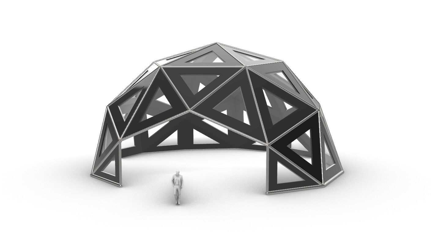 Geodesic Dome Large with Frame and Panels and Entryway 3D model_19