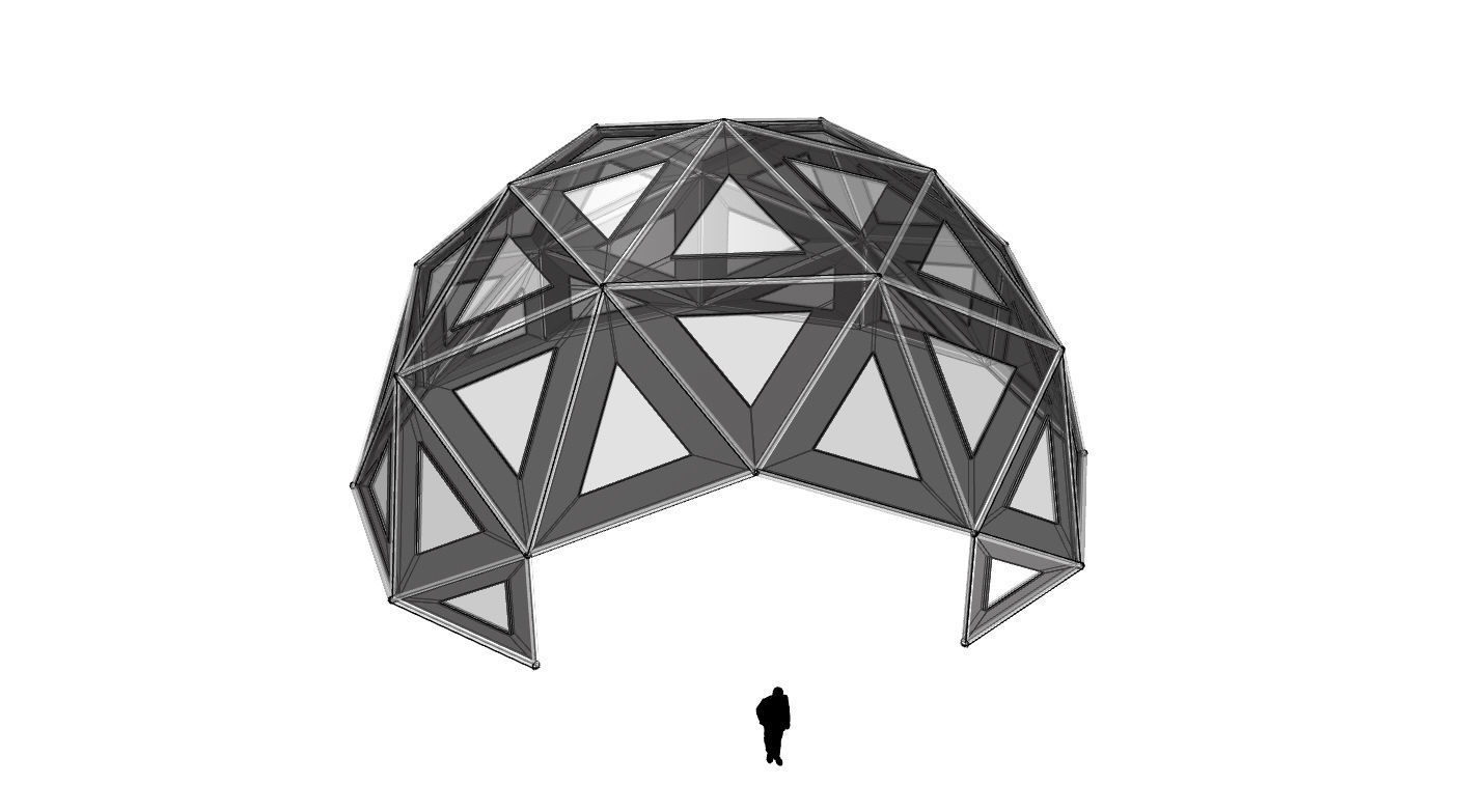 Geodesic Dome Large with Frame and Panels and Entryway 3D model_79