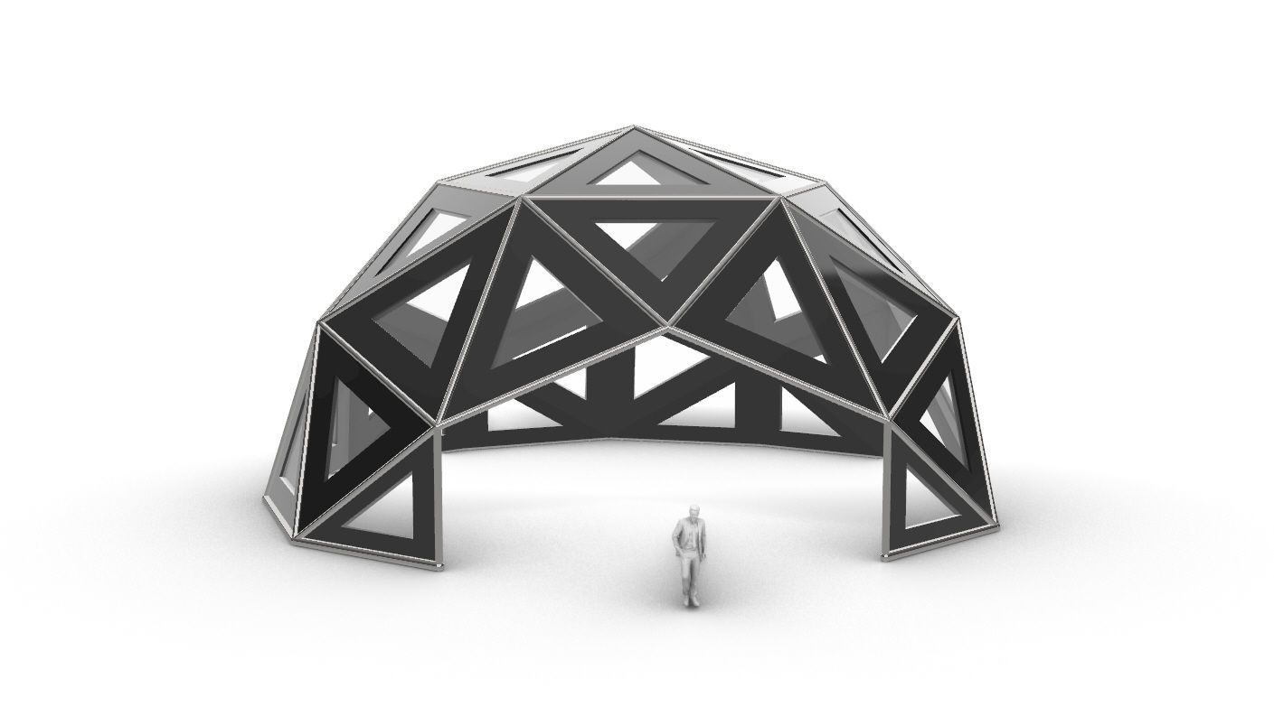 Geodesic Dome Large with Frame and Panels and Entryway 3D model_18