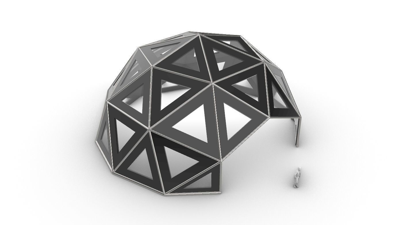 Geodesic Dome Large with Frame and Panels and Entryway 3D model_36