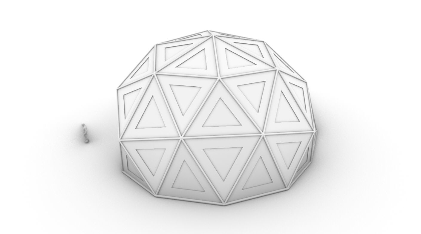 Geodesic Dome Large with Frame and Panels and Entryway 3D model_44