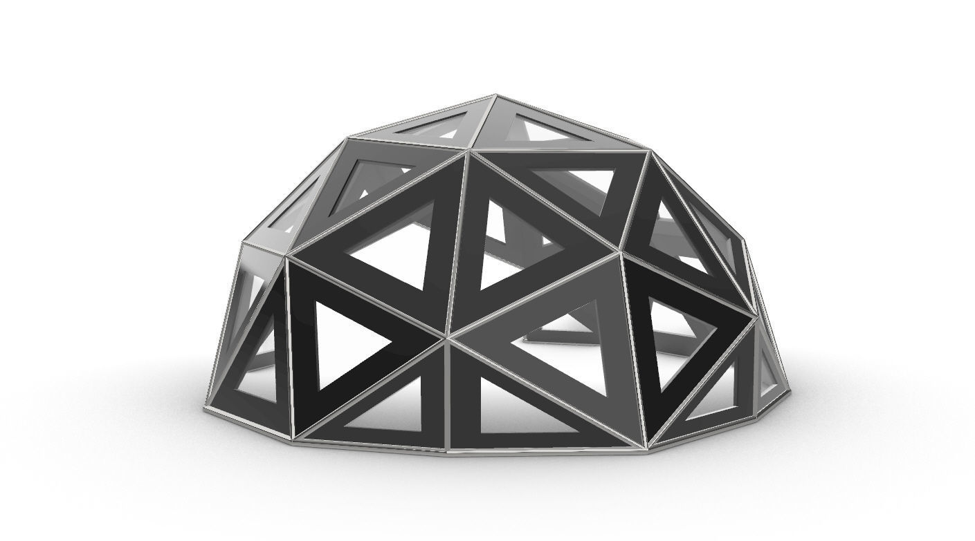 Geodesic Dome Large with Frame and Panels and Entryway 3D model_7