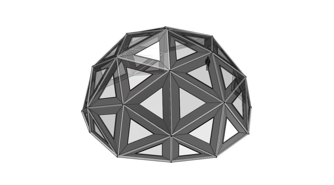 Geodesic Dome Large with Frame and Panels and Entryway 3D model_70