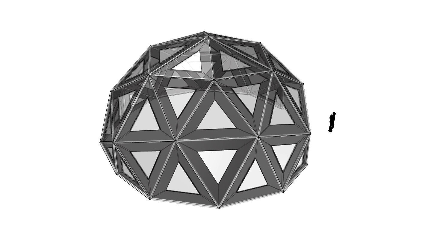 Geodesic Dome Large with Frame and Panels and Entryway 3D model_73