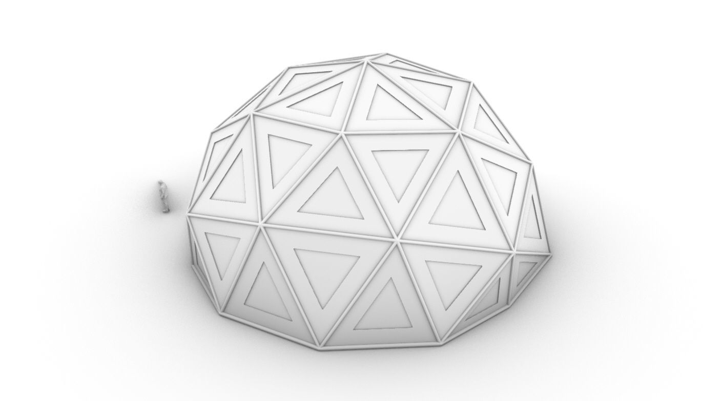 Geodesic Dome Large with Frame and Panels and Entryway 3D model_43