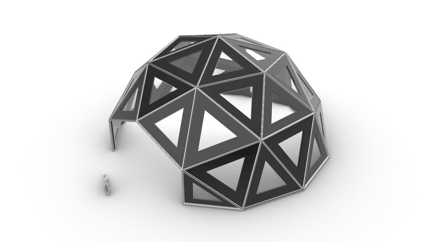 Geodesic Dome Large with Frame and Panels and Entryway 3D model_21