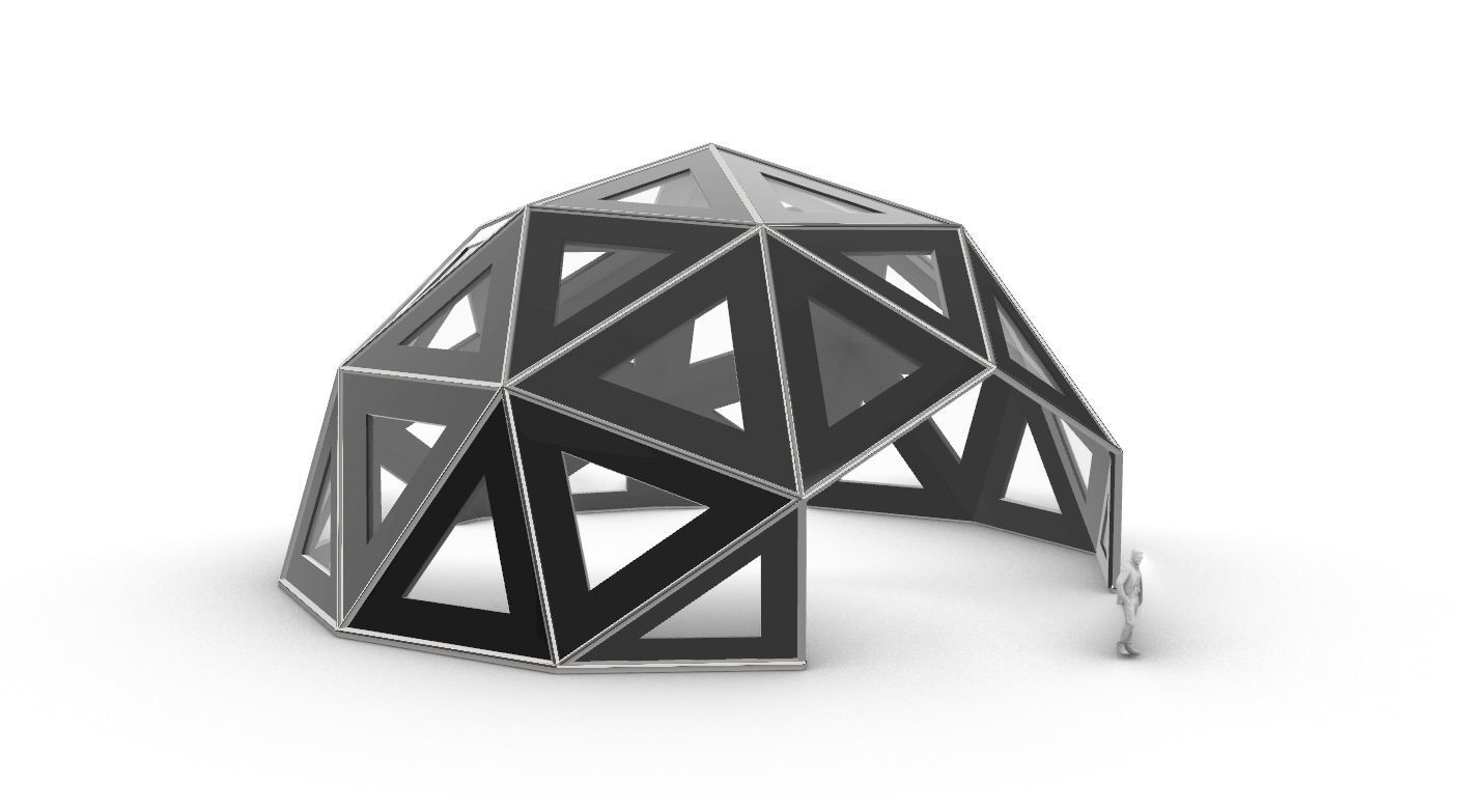 Geodesic Dome Large with Frame and Panels and Entryway 3D model_16
