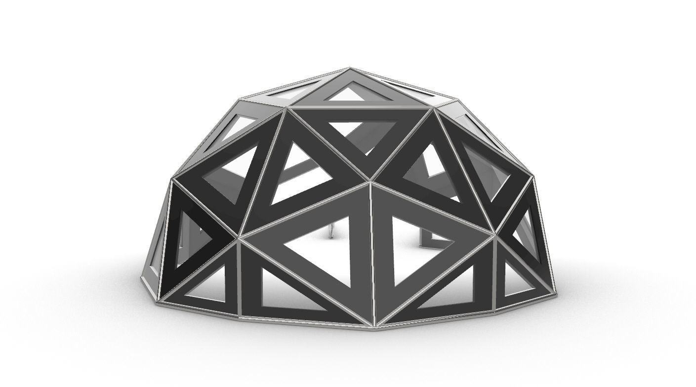 Geodesic Dome Large with Frame and Panels and Entryway 3D model_8