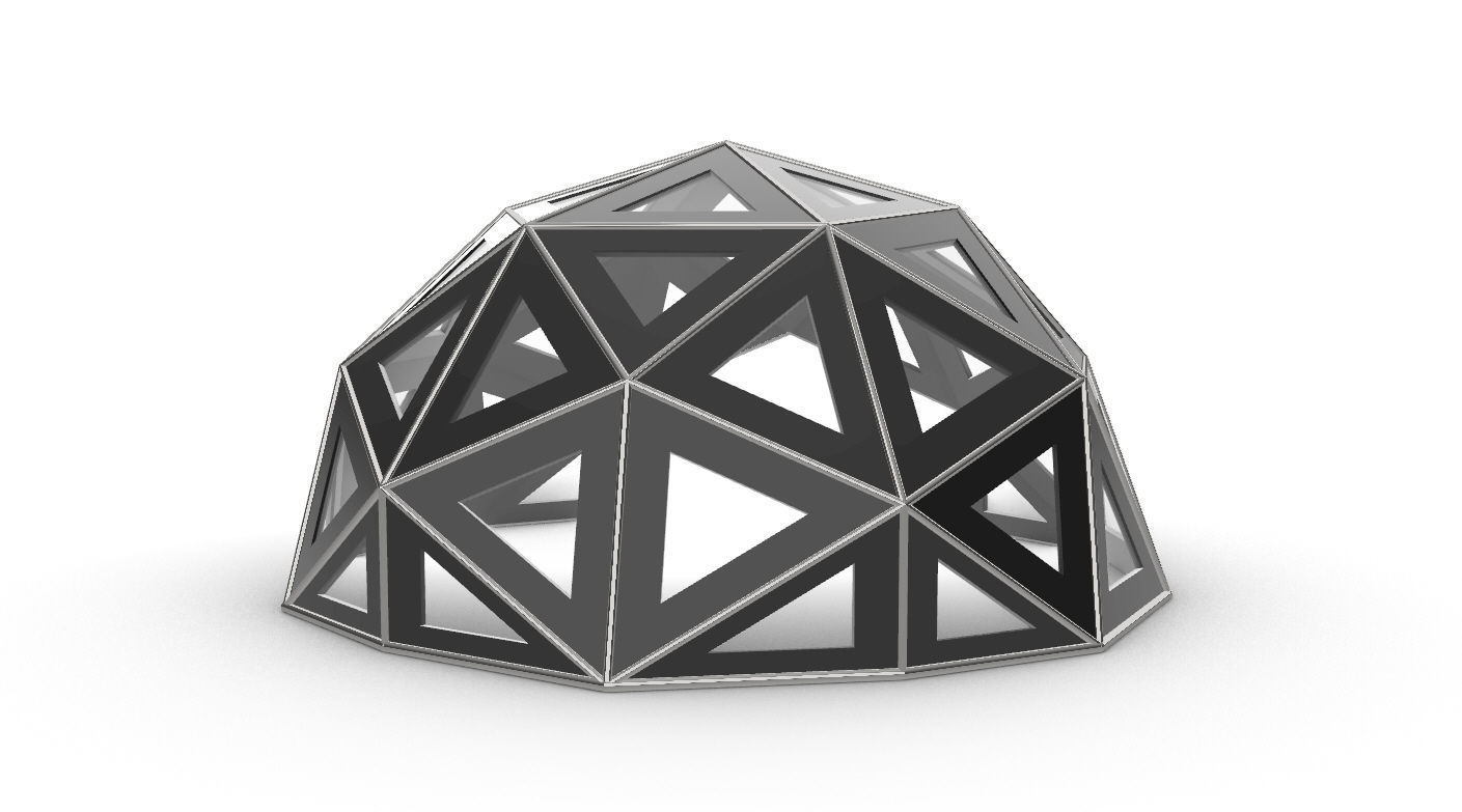 Geodesic Dome Large with Frame and Panels and Entryway 3D model_9