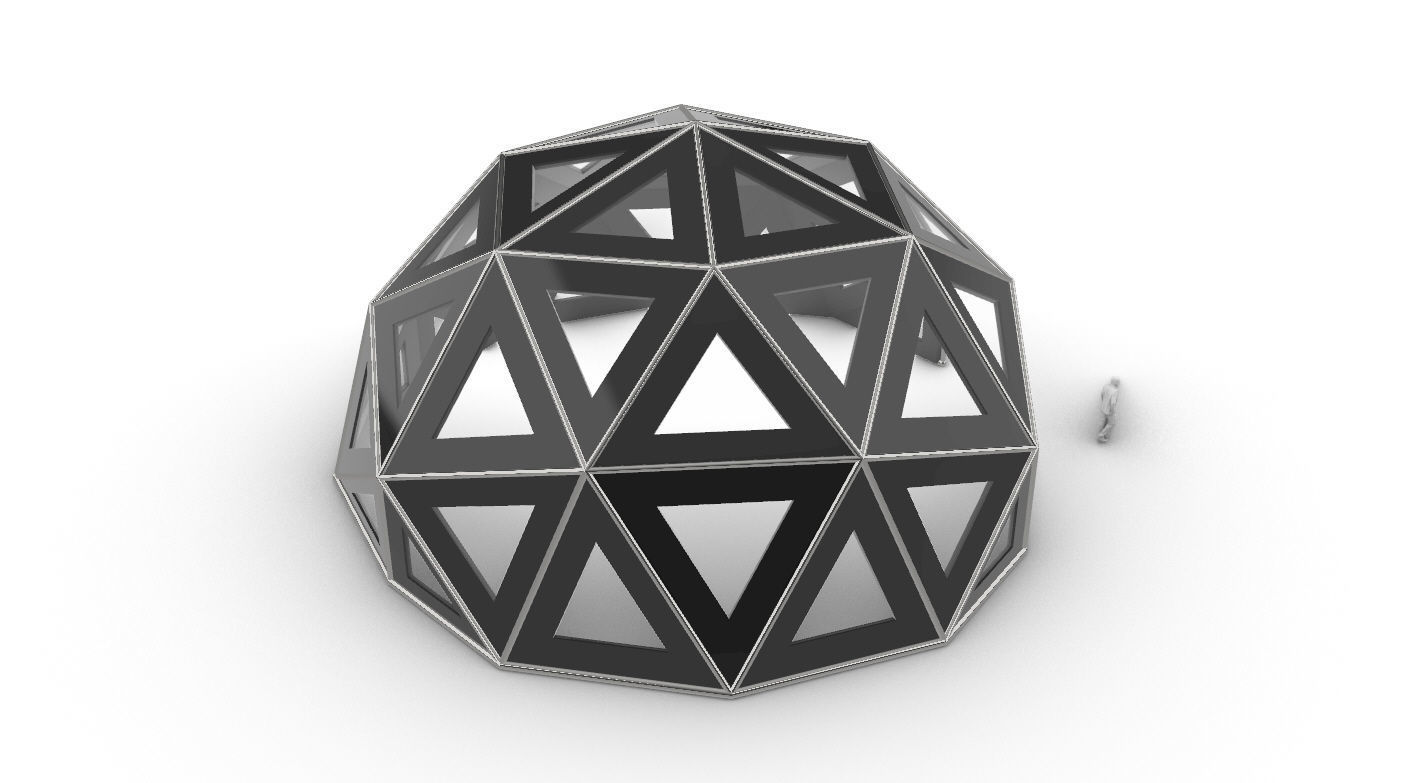 Geodesic Dome Large with Frame and Panels and Entryway 3D model_33