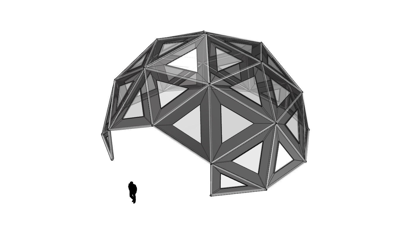 Geodesic Dome Large with Frame and Panels and Entryway 3D model_60